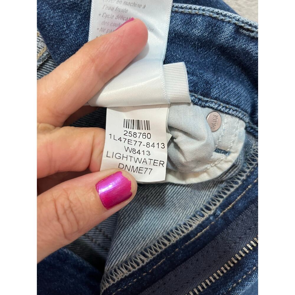 PAIGE Anessa 31 Wide Leg Jeans Size 29 High Rise Raw Hem Vintage Wash Denim - Picture 9 of 10